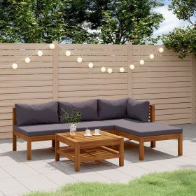 5 Piece Patio Lounge Set with Cushion Solid Acacia Wood
