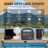 Portable Power Station Solar Generator 999Wh 1000W with 12 Charging Ports