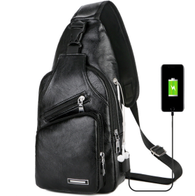 USB Portable Charging Chest Bag Messenger Bag (Option: Black x4pcs)