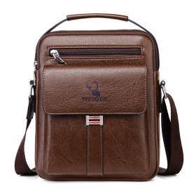 Leather Messenger Crossbody Shoulder Bag For Men Work Business Casual Adjustable Straps With  Metal Zipper (Color: Yellow)
