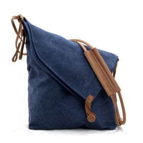 Crossbody retro art cloth bag (Color: Navy blue)