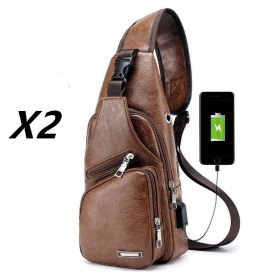 Waterproof casual one-shoulder messenger bag (Option: Light Brown2PCS)